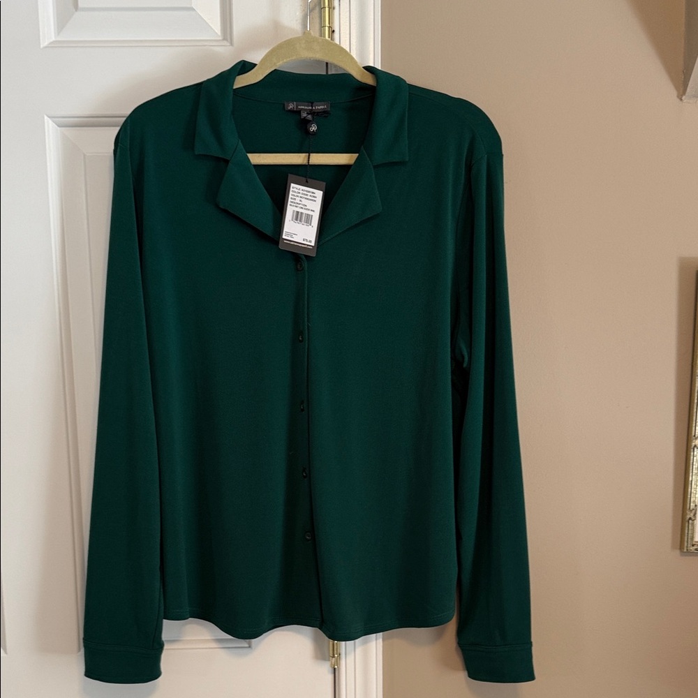 Adrianna Papell Forest Green Blouse